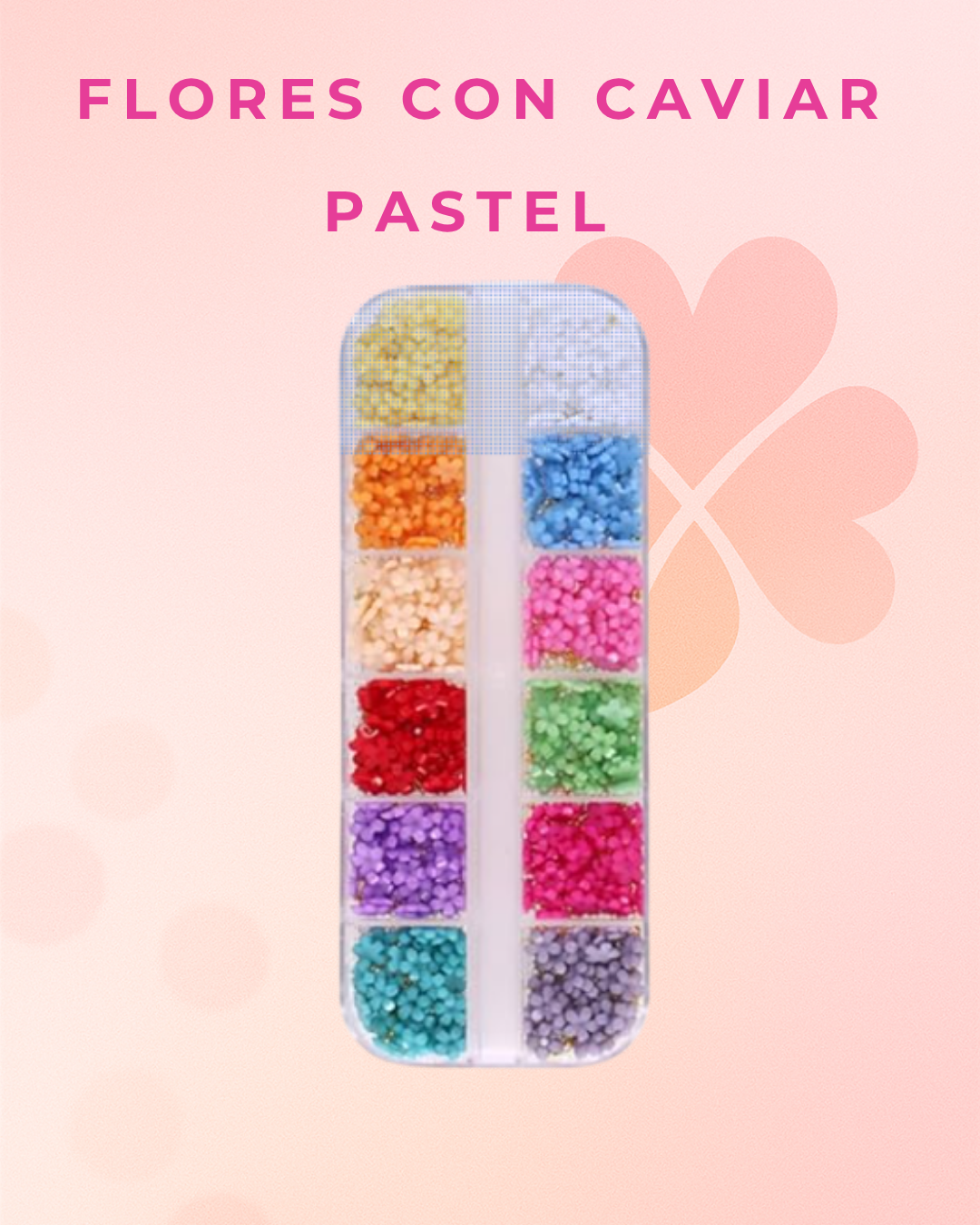 Flores con Caviar Pastel para Uñas