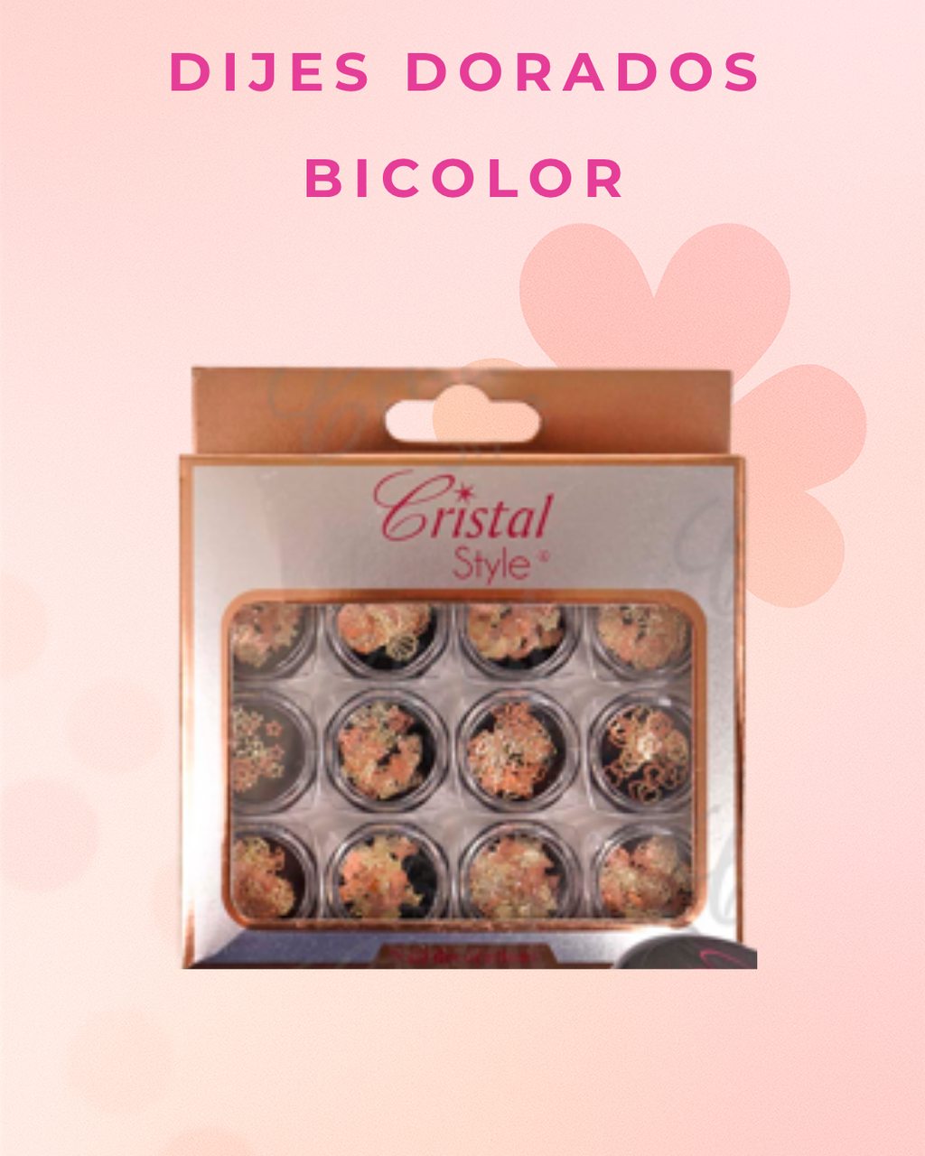 Dijes Dorados Bicolor para Uñas