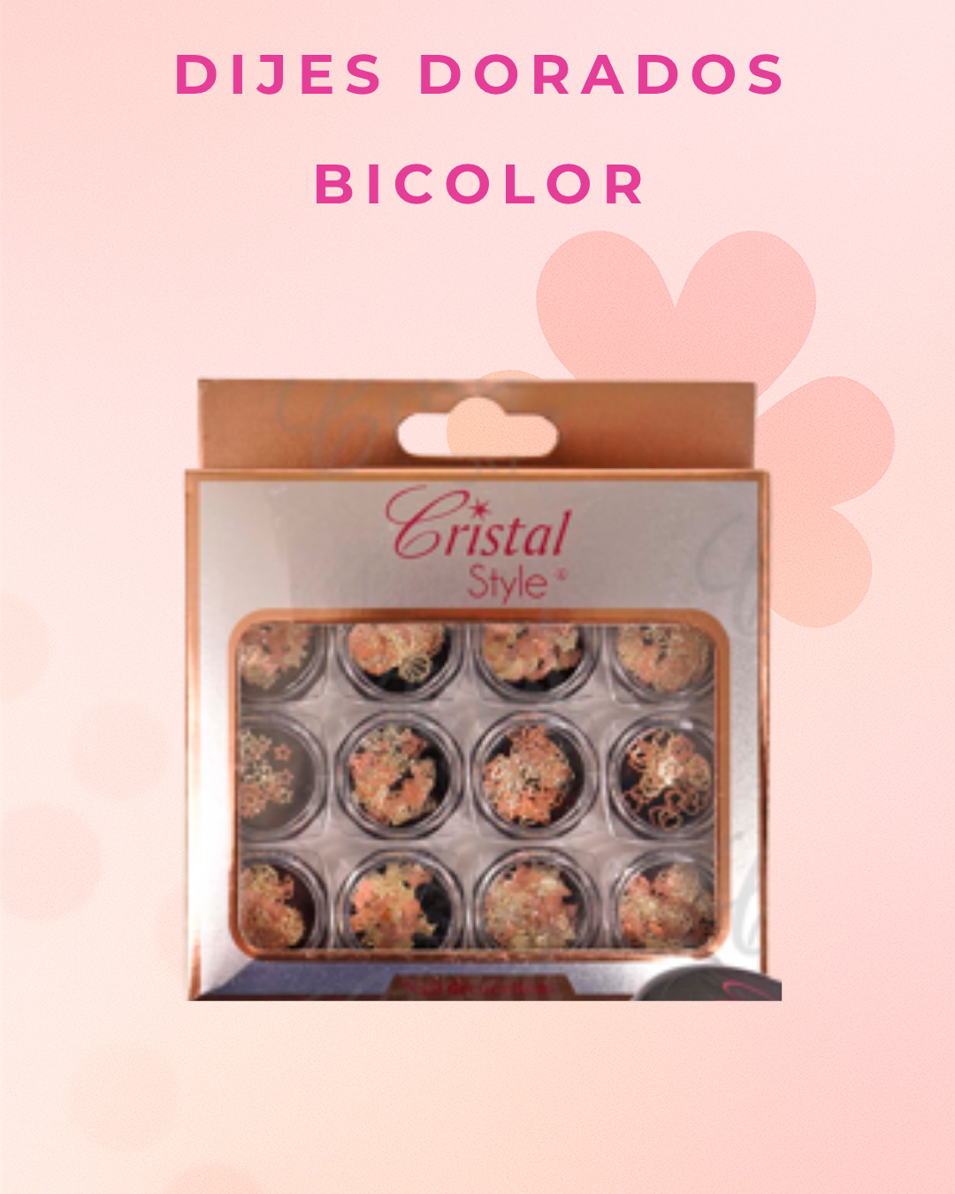 Dijes Dorados Bicolor para Uñas