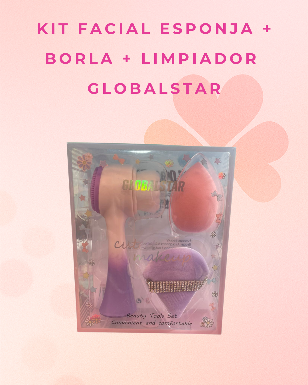 Kit facial esponja + borla + limpiador  Globalstar